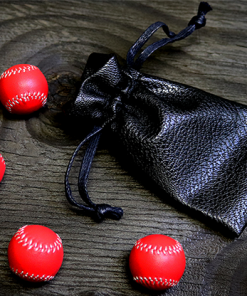 Set of 4 Leather Balls for Cups and Balls (Red) by Leo Smetsers - Trick