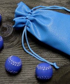 Set of 4 Leather Balls for Cups and Balls (Blue) by Leo Smetsers - Trick
