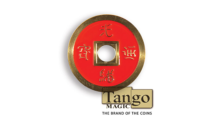 Dollar Size Chinese Coin (Red and Blue) by Tango (CH039) Dollar Size Chinese Coin (Red and Blue) by Tango (CH039)