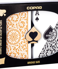 Copag 1546 Plastic Playing Cards Bridge Size Regular Index Black/Gold Double-Deck Set