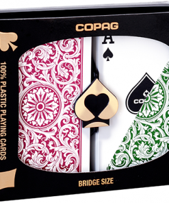 Copag 1546 Plastic Playing Cards Bridge Size Regular Index Green/Burgundy Double-Deck Set
