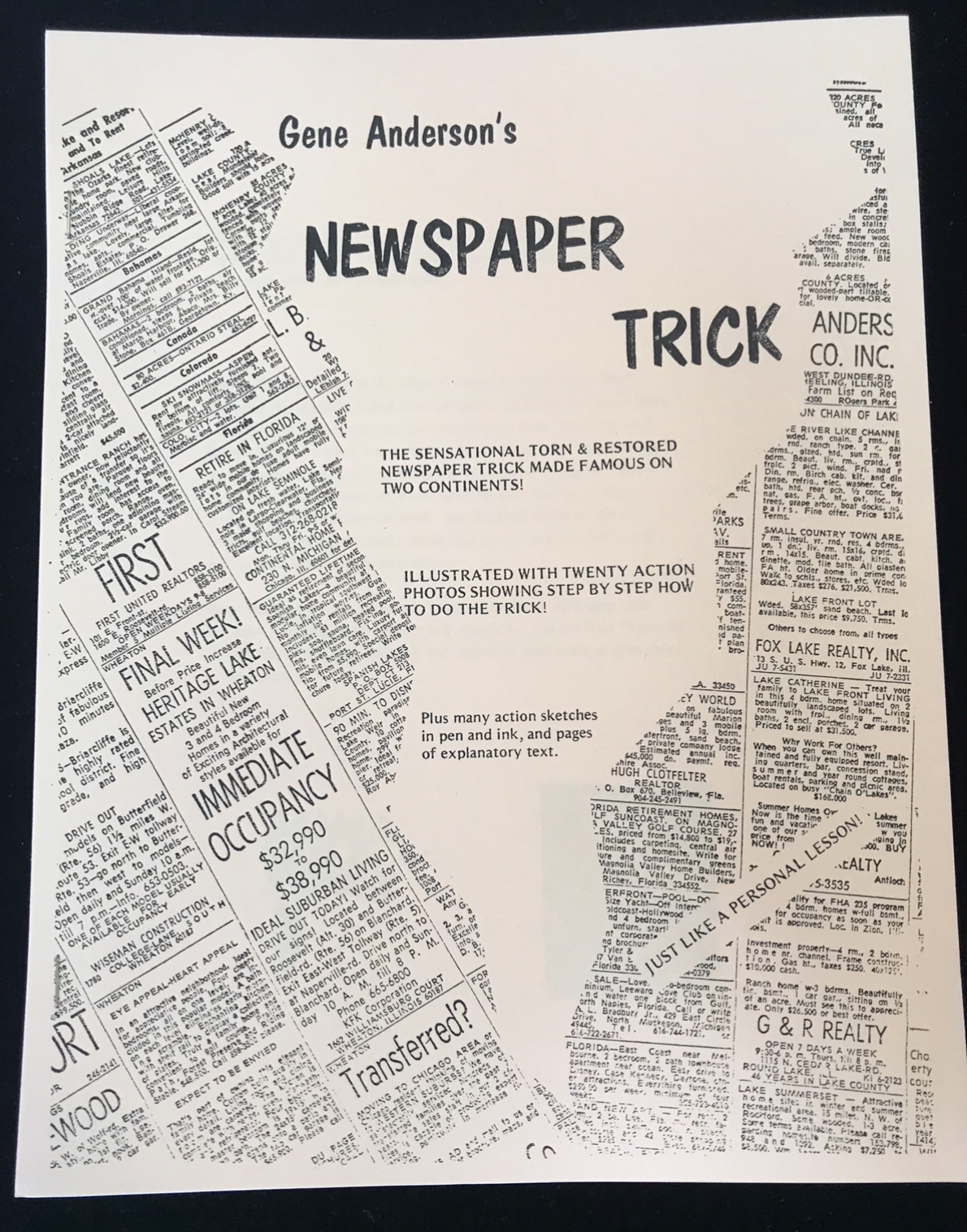NEWSPAPER TRICK--GENE ANDERSON'S TORN & RESTORED NEWSPAPER TRICK--GENE ANDERSON'S TORN & RESTORED