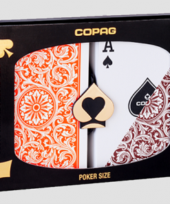 Copag 1546 Plastic Playing Cards Poker Size Regular Index Orange/Brown Double-Deck Set