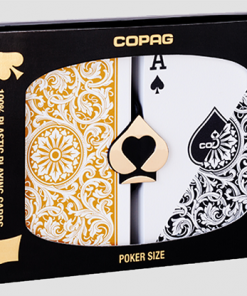 Copag 1546 Plastic Playing Cards Poker Size Regular Index Black and Gold Double-Deck Set