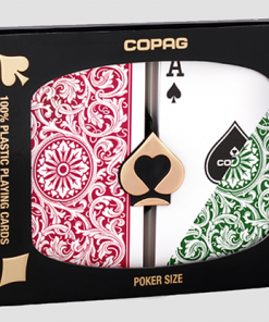 Copag 1546 Plastic Playing Cards Poker Size Regular Index Green and Burgundy Double-Deck Set