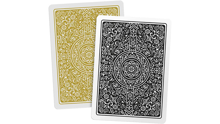 Copag Unique Plastic Playing Cards Poker Size Regular Index Black and Gold Double-Deck Set Copag Unique Plastic Playing Cards Poker Size Regular Index Black and Gold Double-Deck Set