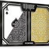 Copag Unique Plastic Playing Cards Poker Size Regular Index Black and Gold Double-Deck Set Copag Unique Plastic Playing Cards Poker Size Regular Index Black and Gold Double-Deck Set
