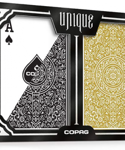 Copag Unique Plastic Playing Cards Poker Size Regular Index Black and Gold Double-Deck Set