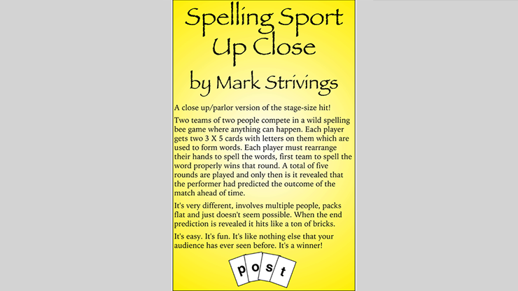 SPELLING SPORT CLOSE -UP - Mark Strivings SPELLING SPORT CLOSE -UP - Mark Strivings