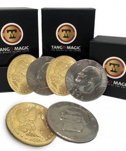 Replica Golden Morgan Hopping Half (Gimmicks and Online Instructions) by Tango Magic - Trick