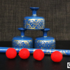 Indian Street Cups with Wand (Hand painted blue) by Mr. Magic - Trick Indian Street Cups with Wand (Hand painted blue) by Mr. Magic - Trick