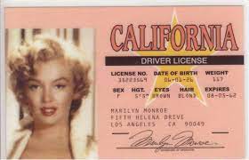 Marylin Monroe California DRIVERS LICENSE SOUVENIR Marylin Monroe California DRIVERS LICENSE SOUVENIR