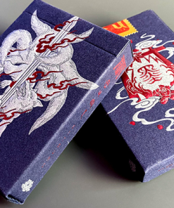 Sumi Kitsune Myth Maker (Blue/Red Craft Letterpressed Tuck) Playing Cards by Card Experiment