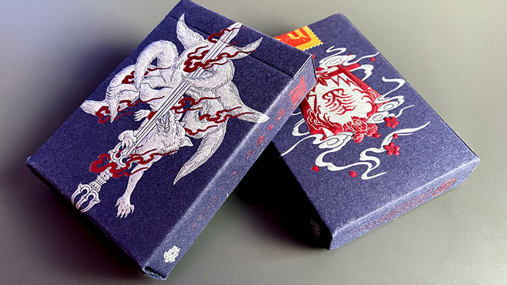 Sumi Kitsune Myth Maker (Blue/Red Craft Letterpressed Tuck) Playing Cards by Card Experiment Sumi Kitsune Myth Maker (Blue/Red Craft Letterpressed Tuck) Playing Cards by Card Experiment
