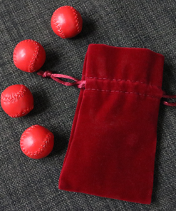 Set of 4 Leather Balls for Cups and Balls (Red and Red) by Leo Smetsers - Trick