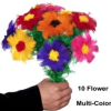 Appearing Flower Bouquet - 10 Multicolored Feather Flowers