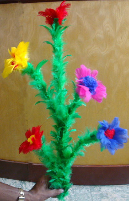 Cane To Bouquet - Multicolored Feather Flowers Cane To Bouquet - Multicolored Feather Flowers