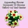 Appearing Flower Bouquet: 10 Blooms, Yellow with Red Centers