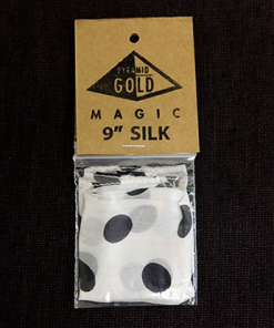 Silk 9 inch (White with Black Polka Dots) by Pyramid Gold Magic Silk 9 inch (White with Black Polka Dots) by Pyramid Gold Magic
